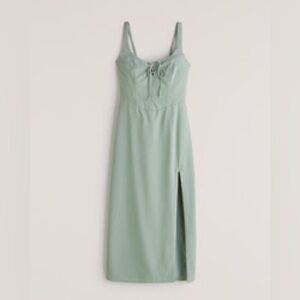 Green midi corset dress with slit